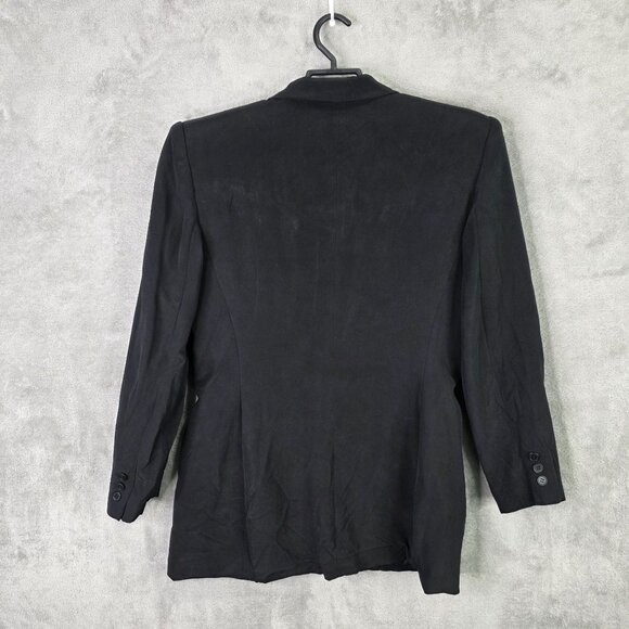 Womens Jones New York Black 100% Silk Blazer Jacket Button Up & Pockets Size 10 - Picture 4 of 7